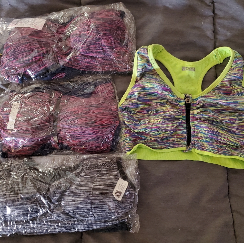 4 Sports Bras (3 New, 1 gently used)